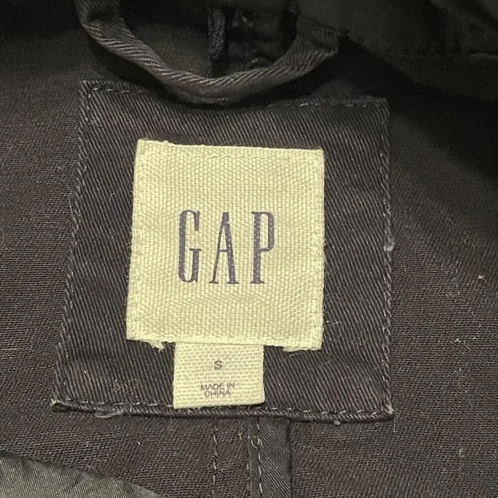 GAP Parka Coat Womens Small Blue Hooded Quilted Lined Fishtail Utility Jacket